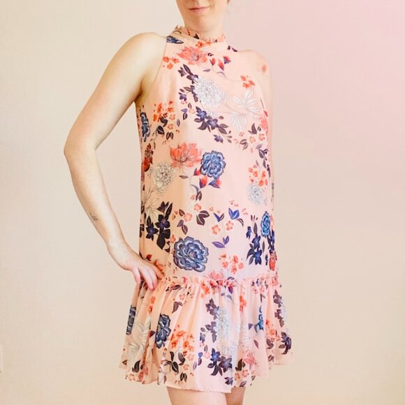 Vince Camuto Dresses & Skirts - Vince Camuto Sz 8, Pink Floral Halter Mini Dress, Used Great Condition